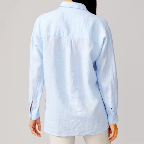 J. McLaughlin Womens Light Blue Fallon 100% Linen Popover Tunic Top Sz Small - Picture 4 of 12